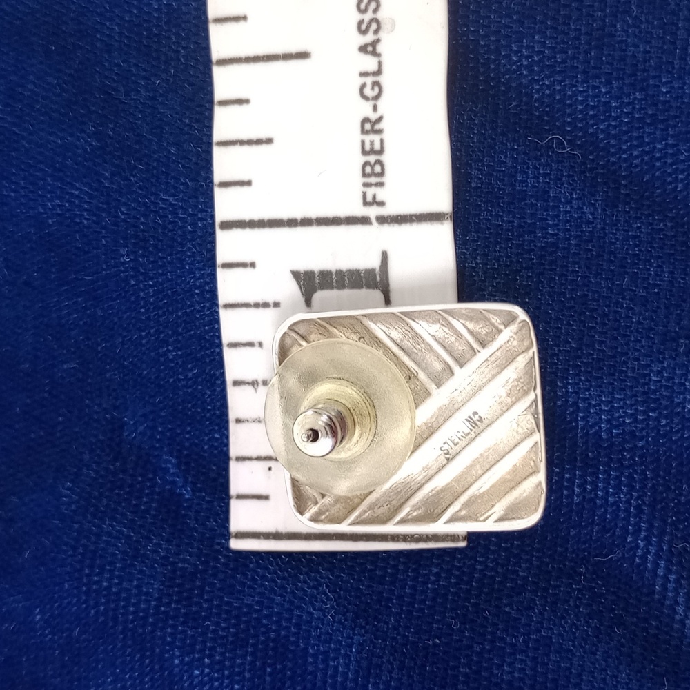 Sterling Silver Diamond Cut Rectangle Geometric S… - image 6